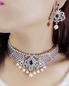 Conjunto de Joyería Nupcial de Moda para Bodas y Compromisos, Collar y Aretes Hechos a Mano en Oro de 24k para Mujeres Indias - Product Image 2