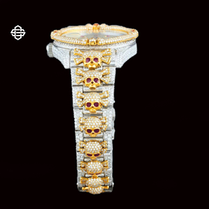 Reloj de Lujo para Hombre, Diseño de Calavera, con Cristal de Cuarzo y Moissanita, 41 mm, Correa de Acero Inoxidable con Diamantes Incrustados, Personalizable - Product Image 4