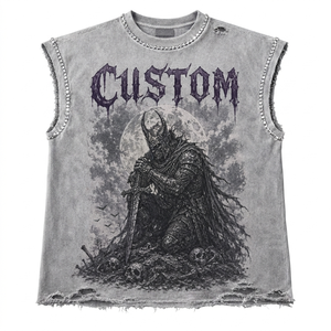 Camiseta sin mangas personalizada con estampado gráfico DTG y pedrería, 100% algodón jersey suave, estilo vintage, para unisex. - Product Image 1