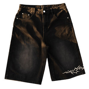 กางเกงยีนส์ขาสั้นผลิตจากโรงงานโดยตรง คุณภาพสูง พิมพ์ลาย กางเกงยีนส์ขาสั้นทรงตรง ดีไซน์ใหม่ ปักลายตามสั่ง สำหรับผู้ชาย - Product Image 5