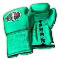 Guantes de Boxeo Profesionales, Color Verde Brillante, Transpirables, Ligeros, Sin Boxeo No Hay Vida, para Sparring y Entrenamiento, con Cordones