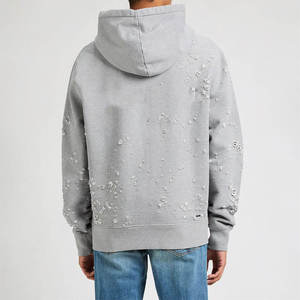 Best Selling Mens <b>Distressed</b> Hoodie <b>Top</b> Stylish Winter Wear Basicscotton blended - Product Image 3