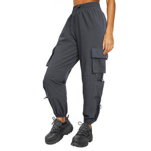 wholesale Double Simple Vertical <b>Stripe</b> Loose Wide Leg <b>Trousers</b> Elastic <b>Women's</b> Casual Pants - Product Image 4