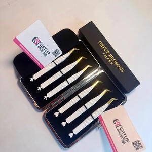 Pince à épiler de précision antistatique en acier inoxydable Getup Brosons, embout lisse avec découpe couronne et cœur, 10 mm, emballage boîte - Product Image 4
