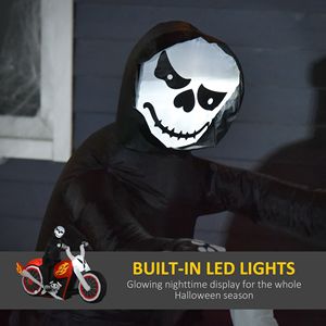 Decorazione Gonfiabile LED da Esterno per Halloween, Fantasma Biker da 2,3 m, per Giardino, Prato, Feste e Festività - Product Image 5