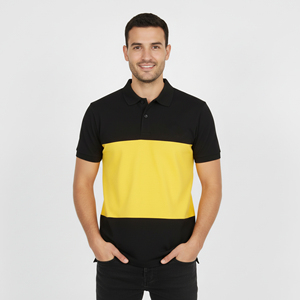 T-shirt décontracté d'été pour homme à manches courtes, 100 % coton tricoté, bicolore, séchage rapide, logo personnalisé, anti-boulochage, streetwear, avec poche - Product Image 3