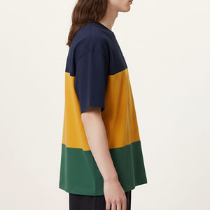 Wholesale High Quality 100% Cotton Eco-Friendly Custom Digital Printed Logo Color Block Loose Fit Breathable Drop Shoulder <b>Shirt</b> - Product Image 5