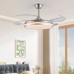 Ventilatore da Soffitto LED Moderno da 42 Pollici con Telecomando, Pale Retrattili a 2 Livelli, 6 Velocità Regolabili, Funzionamento Silenzioso, Design a 2 Livelli - Product Image 2