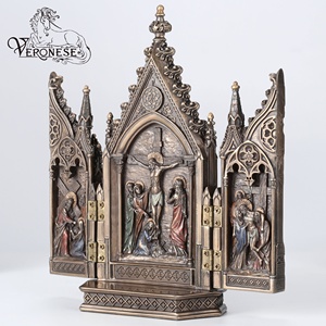 Escultura Religiosa de Diseño Veronés, Tríptico del Calvario, Pintado a Mano, Arte de Lujo, Decoración Europea para el Hogar, Artesanía de Resina - Product Image 3