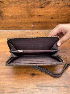 Cartera de mano de cuero tallado para mujer, Cartera de cuero tallada Floral de estilo Vintage, hecha a mano, billetera occidental - Product Image 5