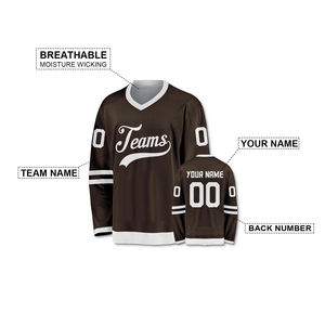 Maillot de hockey personnalisé en gros, respirant, en sergé, avec broderie, uniformes de hockey sur glace réversibles, design personnalisé - Product Image 4
