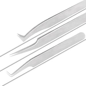 Pinzas de pestañas duraderas antiestáticas de 90 grados, embalaje de logotipo personalizado, pinzas de extensión de pestañas de acero inoxidable puntiagudas para - Product Image 1
