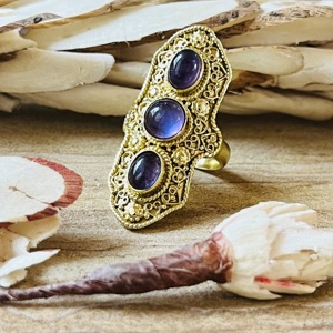 New Arrival Trendy Boho Tribal Amethyst <b>Ring</b> Vintage Brass Jewelry For Women 18K Gold Plated <b>Chunky</b> Statement Wholesale <b>Ring</b> - Product Image 5