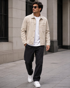 <b>Men's</b> Denim <b>Jacket</b> Solid Color Stand Collar Regular Fit Washed Cotton Casual Autumn Style Waterproof Windproof Quick Dry <b>White</b> - Product Image 4