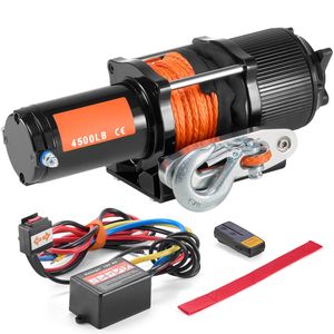 Verricello Elettrico 12V DC, Capacità 4500 lb, Cavo Sintetico 1/4 X 39 ft, in Alluminio per ATV/UTV, 12 Fili Fairlead - Product Image 1
