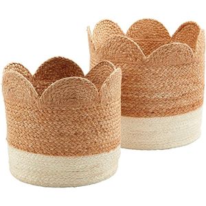 Decorative Scalloped Edge Jute <b>Rope</b> <b>Basket</b> Set Eco-Friendly Natural Woven <b>Storage</b> Bin For Home Organization Living Room Decor - Product Image 1