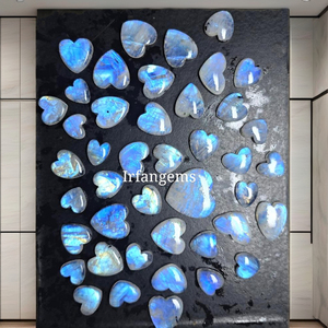 Blue Moonstone Cabochon High Quality Natural Loose Gemstone Heart Size Shape Lot <b>Rainbow</b> Power High-Potency for Jewellery <b>Light</b> - Product Image 3