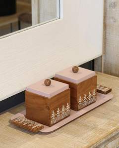 Plateau en bois multifonctionnel avec poignées pour fruits secs, collations, thé, café, boissons, petit-déjeuner, cuisine, prix de gros - Product Image 3