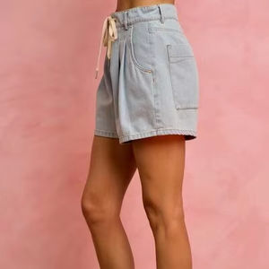 Shorts de mezclilla de tiro medio SO ME con cordón de algodón - Product Image 5