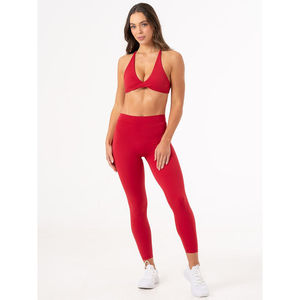 Conjunto de Leggings y Sujetador Deportivo para Mujer, Color Rojo Cereza, OEM, 2 Piezas, Nuevo, Transpirable, con Efecto Push-Up - Product Image 1