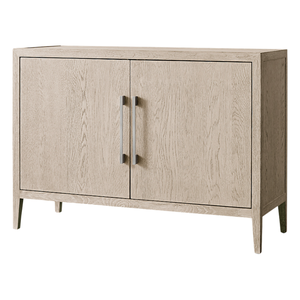 Contemporary <b>Sideboard</b> Cabinet Solid Teak Two Door Natural Grain Adjustable Shelf <b>Storage</b> Luxury Dining Room Furniture - Product Image 1