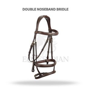 Bridon à double nezette pleine taille pour l'équitation anglaise, pour le contrôle du cheval - Product Image 2