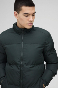 2026 Dark Green Puffer <b>Jacket</b> Stand Collar Zipper Closure Windproof Casual Winter Coat <b>Thick</b> Polyester Wadding Regular Fit - Product Image 6