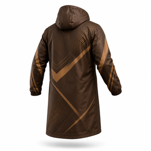 Veste de pluie imperméable longue à capuche marron personnalisée, coupe-vent et respirante, pour hommes et femmes, randonnée, pêche, camping, OEM - Product Image 3