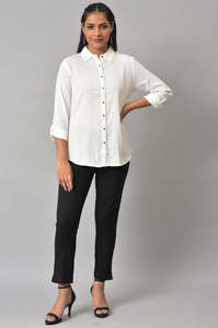 Camiseta Corta Casual de Mujer, Tejida, 100% Algodón, Antiencogimiento, Cuello Alto, Manga Media, Corte Holgado, Estampado por Transferencia Térmica - Product Image 1