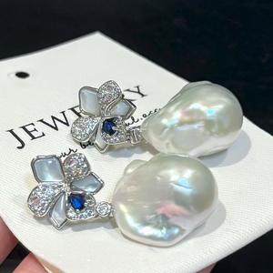 Pendientes Colgantes de Perlas de Agua Dulce Blancas, Elegantes y Naturales, de Alta Calidad, para Mujer, Accesorios Atmosféricos - Product Image 5