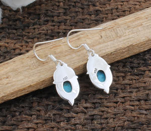 Boucles d'oreilles pendantes en turquoise naturelle, argent sterling 925, bijoux de mariage de luxe, vente en gros, pierres précieuses authentiques pour femmes - Product Image 6