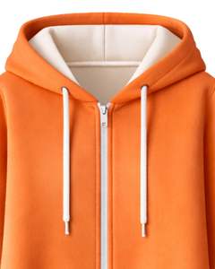 Sudadera con capucha larga naranja para mujer, abrigo de invierno con forro polar y bolsillos tipo canguro, ropa casual cálida, fabricación OEM personalizada - Product Image 3