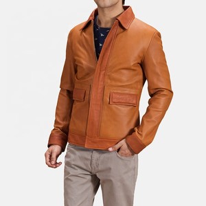Chaqueta de Cuero Genuino para Hombre, Estilo Clásico de Motero con Cierre de Cremallera para Uso Casual y al Aire Libre - Product Image 1