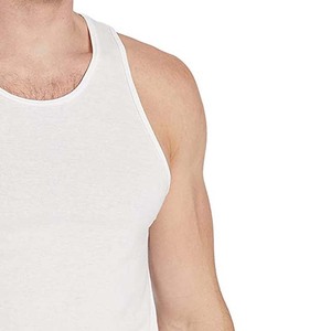 Débardeur en coton blanc pour homme, col rond, couleur unie, décontracté, tricoté, sans manches - Product Image 5