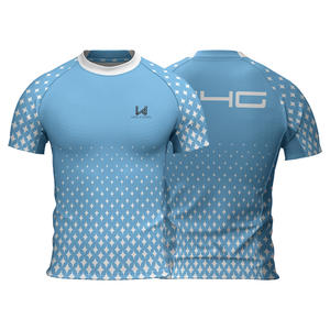 Camisetas deportivas de compresión para hombre, cuello redondo, manga corta, sin costuras, ajuste ceñido, transpirables, de secado rápido, elásticas en cuatro direcciones. - Product Image 1