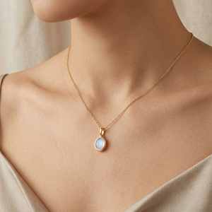 Piedra Lunar Arcoíris en Plata de Ley 925 Chapada en Oro, con Engaste Ovalado y Bisel, Ideal para Joyería y Regalos - Product Image 6