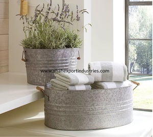 Meilleure vente jardinière en métal seaux galvanisés avec manche en bois pots de fleurs et jardinières de jardin à domicile seaux polyvalents - Product Image 6