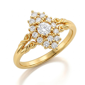 Anillo Vintage con Moissanita Tallada en Forma de Estrella, Certificado GRA, con Halo de Estrellas, Plata de Ley 925, Chapado en Oro, Diseño en Espiral, para Mujer - Product Image 4