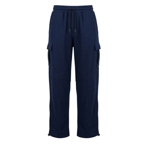 Pantalones Deportivos Cargo Azul Marino para Hombre, Cintura Elástica con Cordón, Múltiples Bolsillos, Joggers Casuales de Punto, Ropa de Otoño - Product Image 1
