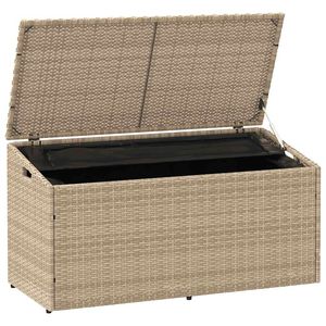 Caja de Almacenamiento Mediana para Jardín en Ratán Sintético PE Beige y Acero con Recubrimiento en Polvo - Product Image 4