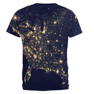 T-shirt pour homme à manches courtes, col rond, coupe classique, imprimé carte du monde, jersey en polyester, style décontracté - Product Image 2