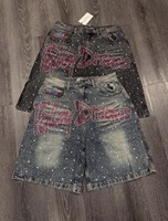 Shorts pour hommes personnalisés, d'été, respirants, coupe-vent, infroissables, à séchage rapide, en denim à motif patchwork, taille mi-haute, avec braguette boutonnée