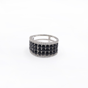Bague en argent sterling 925 avec spinelle noire naturelle, plaquée rhodium, bijoux fins OEM ODM - Product Image 5