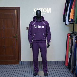 Custom Washed 100% Cotton Winter Men's Streetwear Tracksuit-Breathable Oversized Two-Piece Activewear Flared Sweatsuit - Product Image 3