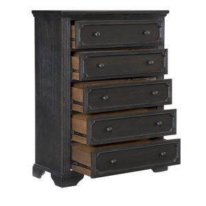 Cassettiera a 5 cassetti dal design tradizionale, 1 pezzo, in stile rustico, con finitura antracite, per camera da letto - Product Image 3