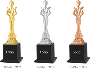 Trophées en métal haut de gamme sur mesure, plaqués or, argent et bronze, gravés, portables, en forme d'étoile, pour cadeaux de salons professionnels - Product Image 2