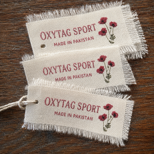 ป้ายผ้าปักลาย Oxytag Sport รูปทรงสี่เหลี่ยมผืนผ้า ผลิตในปากีสถาน รับผลิตตามสั่ง ขายส่ง ราคาถูก รับผลิตแบบ OEM - Product Image 6