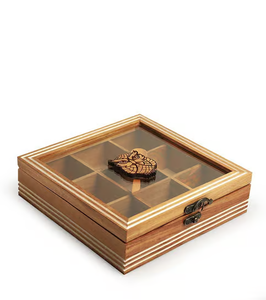 Brass And Wood Spice <b>Box</b> Hammered And Inner Compartments for <b>Herb</b> and Spice <b>Box</b> At Lowest Price - Product Image 3