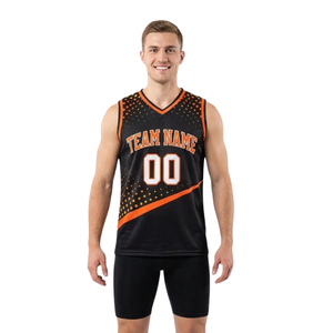 Ensemble de maillot de basket à rayures diagonales pour hommes avec haut sans manches à col en V à imprimé à pois et short uni, noms et numéros d'équipe personnalisés - Product Image 1