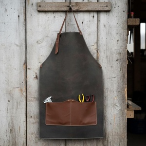 Tablier en cuir moderne avec surpiqûres contrastées, vêtement de travail de qualité professionnelle pour chefs et designers innovants LPN-0246 - Product Image 2